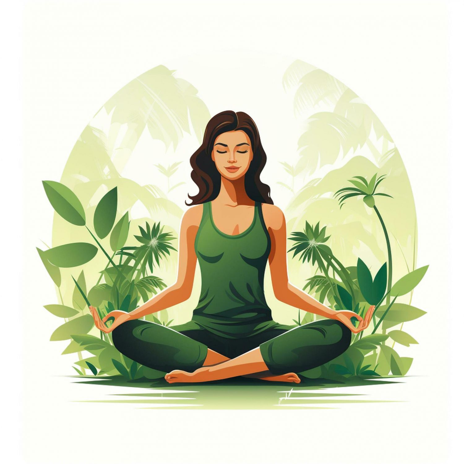 yoga-woman-in-lotus-pose-on-nature-background-vector-illustration-ai-generated-free-photo