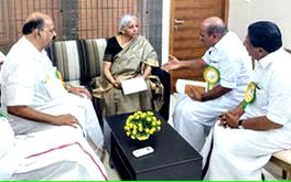 റബ്ബർ വിലസ്ഥിരത ഉറപ്പാക്കാൻ 1000 കോടി രൂപയുടെ പാക്കേജ് വേണം; നിർമലാ സീതാരാമന് നിവേദനം നൽകി