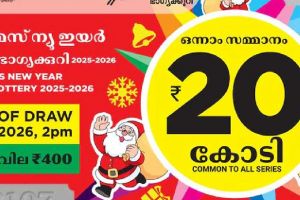 ക്രിസ്മസ്-പുതുവത്സര ബമ്പർ: ഒന്നാം സമ്മാനമായ 20 കോടി ഈ നമ്പറിന്