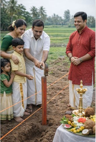 വേദിക് വാസ്തു ശാസ്ത്ര വിധി പ്രകാരം അധികാരികമായി ഉത്തരവാദിത്വത്തോടെ  വീടിൻ്റെയും , കെട്ടി്ടങ്ങളുടെയും കുറ്റിയടിക്കൽ കർമ്മം