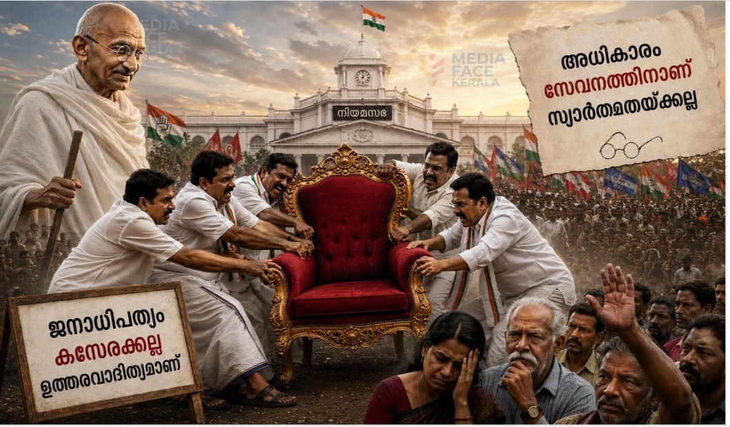ഗാന്ധിജി പടിയിറങ്ങുന്ന ഖദർ രാഷ്ട്രീയം: കസേരയ്ക്ക് വേണ്ടിയുള്ള ഈ കടിപിടി ആർക്ക് വേണ്ടി? :ദിവാകരൻ ചോമ്പാല