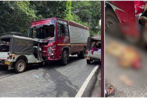 കുടജാദ്രി കണ്ടുമടങ്ങിയ മലയാളികളുടെ ജീപ്പും ലോറിയും കൂട്ടിയിടിച്ചു, 2 സ്ത്രീകൾക്ക് ദാരുണാന്ത്യം; 8 പേർക്ക് പരിക്ക്