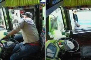 കോഴിക്കോട് നഗരത്തിൽ ബസ് ജീവനക്കാരുടെ ഗുണ്ടായിസം; സമയക്രമത്തെച്ചൊല്ലിയുള്ള തർക്കത്തിനിടെ ബസ് പിന്നോട്ടടിച്ച് മറ്റൊരു ബസിലിടിപ്പിച്ചു; ഡ്രൈവറുടെ ലൈസൻസ് റദ്ദാക്കും