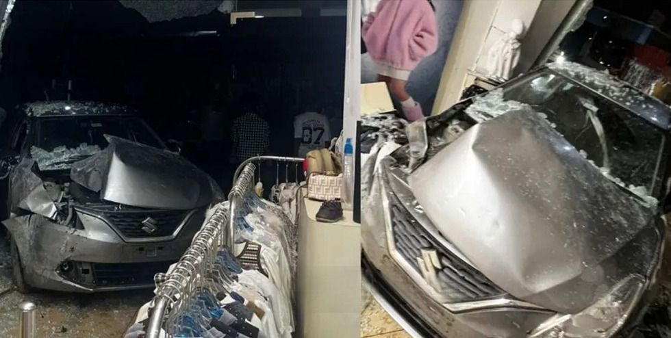 നാദാപുരത്ത് നിയന്ത്രണം വിട്ട കാർ വസ്ത്രവ്യാപാര സ്ഥാപനത്തിലേക്ക് ഇടിച്ചുകയറി; ഒഴിവായത് വൻ ദുരന്തം