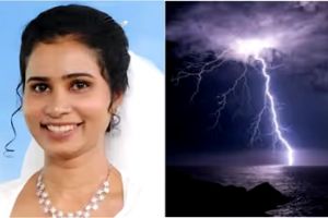 ഇടിമിന്നലേറ്റ് വില്ലേജ് ഓഫീസ് ജീവനക്കാരിക്ക് ദാരുണാന്ത്യം; ഭർത്താവുൾപ്പെടെ രണ്ട് പേർക്ക് പരിക്ക്