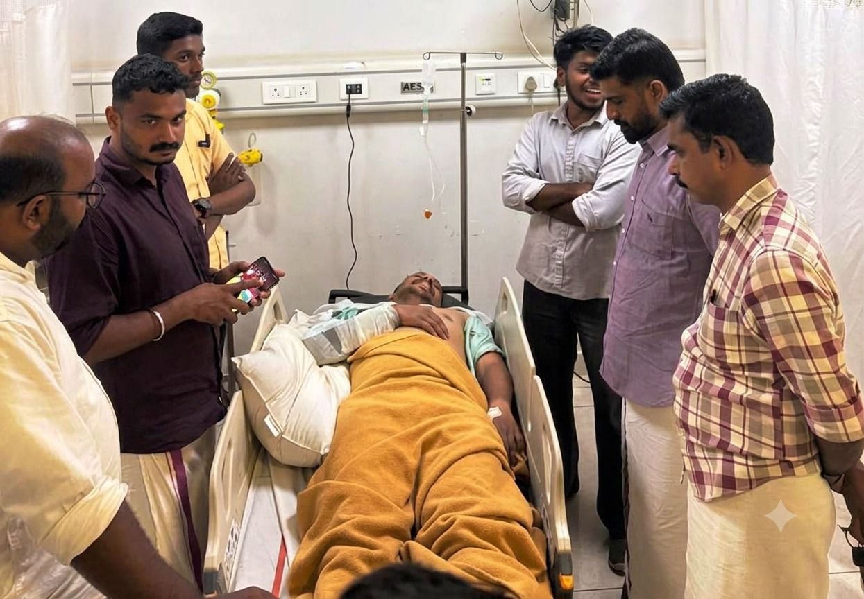 മടപ്പള്ളിയിൽ വിദ്യാർത്ഥികളെ ബസ് കയറ്റാൻ സഹായിക്കുന്നതിനിടെ ഡി.വൈ.എഫ്.ഐ. നേതാവിനെ ബസ് കയറ്റി അപായപ്പെടുത്താൻ ശ്രമം; ആശുപത്രിയിൽ പ്രവേശിപ്പിച്ചു