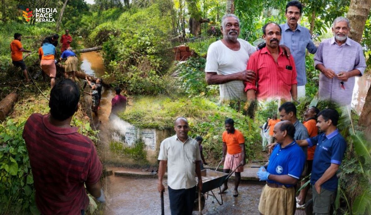 അനാഥമായിരുന്ന ചെറിയാണ്ടി തോട്ടിൽ  സേവാഭാരതിയുടെ നേതൃത്വത്തിൽ ശുചീകരണം
