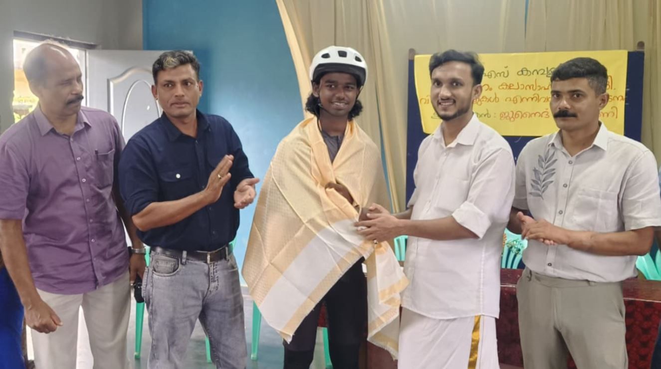 ഒറ്റചക്ര സൈക്കിളിൽ  ﻿അബിയുടെ പാൻ കേരളയാത്ര: വയനാട്ടിൽ സ്വീകരണം നൽകി