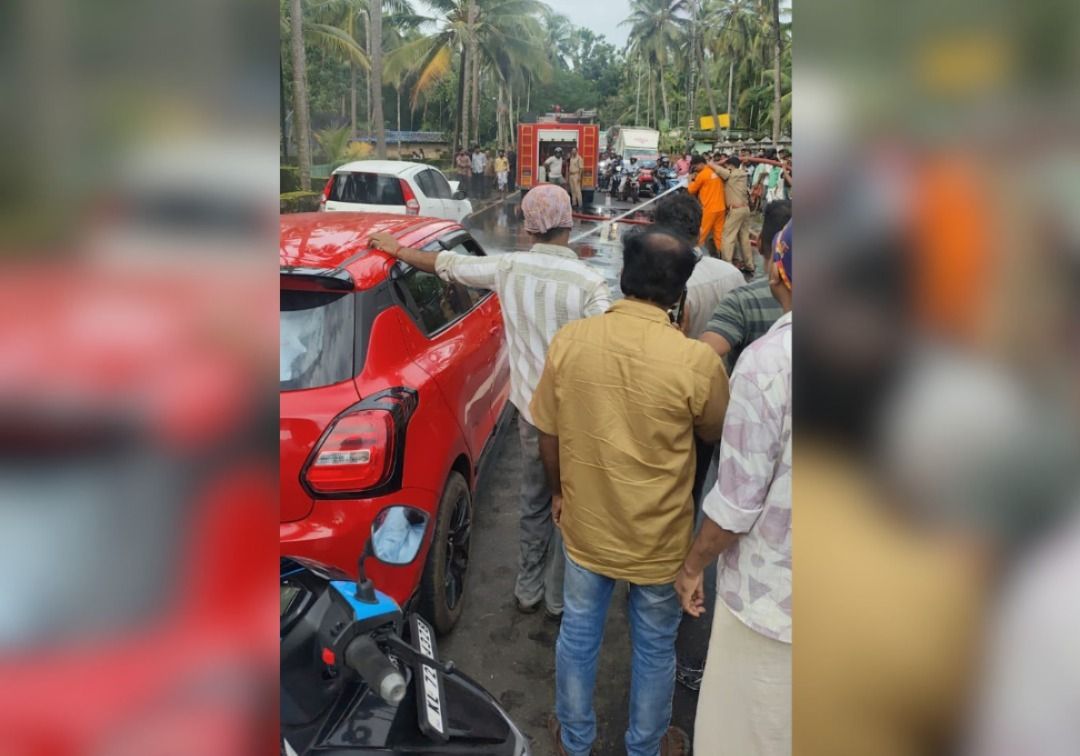 ഉള്ള്യേരിയിൽ നിയന്ത്രണം വിട്ട കാർ മതിലിലും സ്‌കൂട്ടറിലും ഇടിച്ച് അപകടം: എട്ടു വയസ്സുകാരിയടക്കം നാലു പേർക്ക് പരിക്ക്
