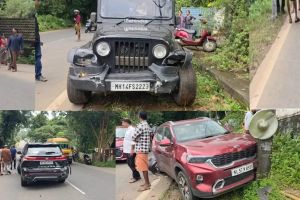താമരശ്ശേരിയിൽ മദ്യലഹരിയിൽ അമിതവേഗതയിലെത്തിയ ഥാറിടിച്ച് രണ്ട് കാറുകൾ തകർന്നു; ഡ്രൈവർ കസ്റ്റഡിയിൽ