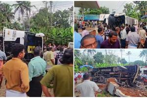 കൂത്താട്ടുകുളത്ത് വിവാഹസംഘം സഞ്ചരിച്ച ടൂറിസ്റ്റ് ബസ് മറിഞ്ഞ് 35 യാത്രക്കാർക്ക് പരിക്ക്, 4 പേരുടെ നില ഗുരുതരം
