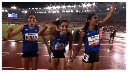 ഏഷ്യൻ ഗെയിംസ്: വനിതകളുടെ റിലേയിൽ ഇന്ത്യക്ക് ആദ്യ സ്വർണം; ഷൂട്ടിംഗിൽ റെക്കോർഡോടെ നീരു ദണ്ഡയ്ക്ക് മിന്നുന്ന വിജയം