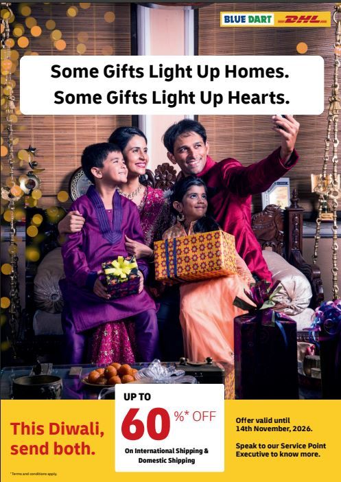 ദീപാവലിക്ക് മധുരം പകർന്ന് DHL; ആഭ്യന്തര, അന്താരാഷ്ട്ര ഷിപ്പ്മെന്റുകൾക്ക് 60 ശതമാനം വരെ ഇളവ്